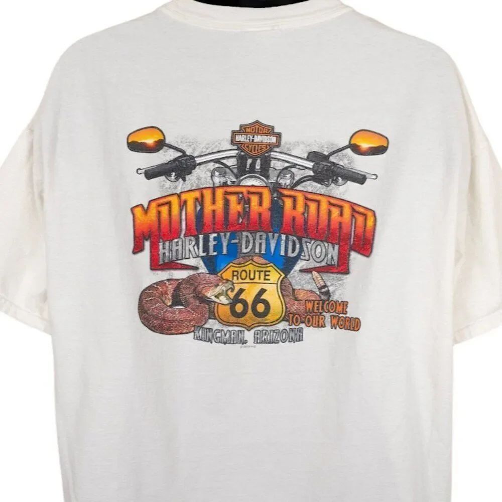 Harley Davidson T Shirt Mens Size 2XL White Mother Road Kingman Arizona Route 66